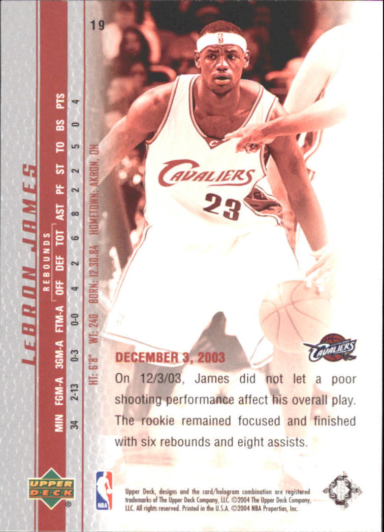 2003-04 Upper Deck Phenomenal Beginning LeBron James #19 LeBron James/Ready to anticipate back image