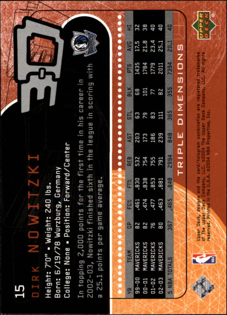 A7096- 2003-04 Upper Deck Triple Dimensions 1-90 You Pick- 15+ FREE US SHIP - Picture 29 of 160