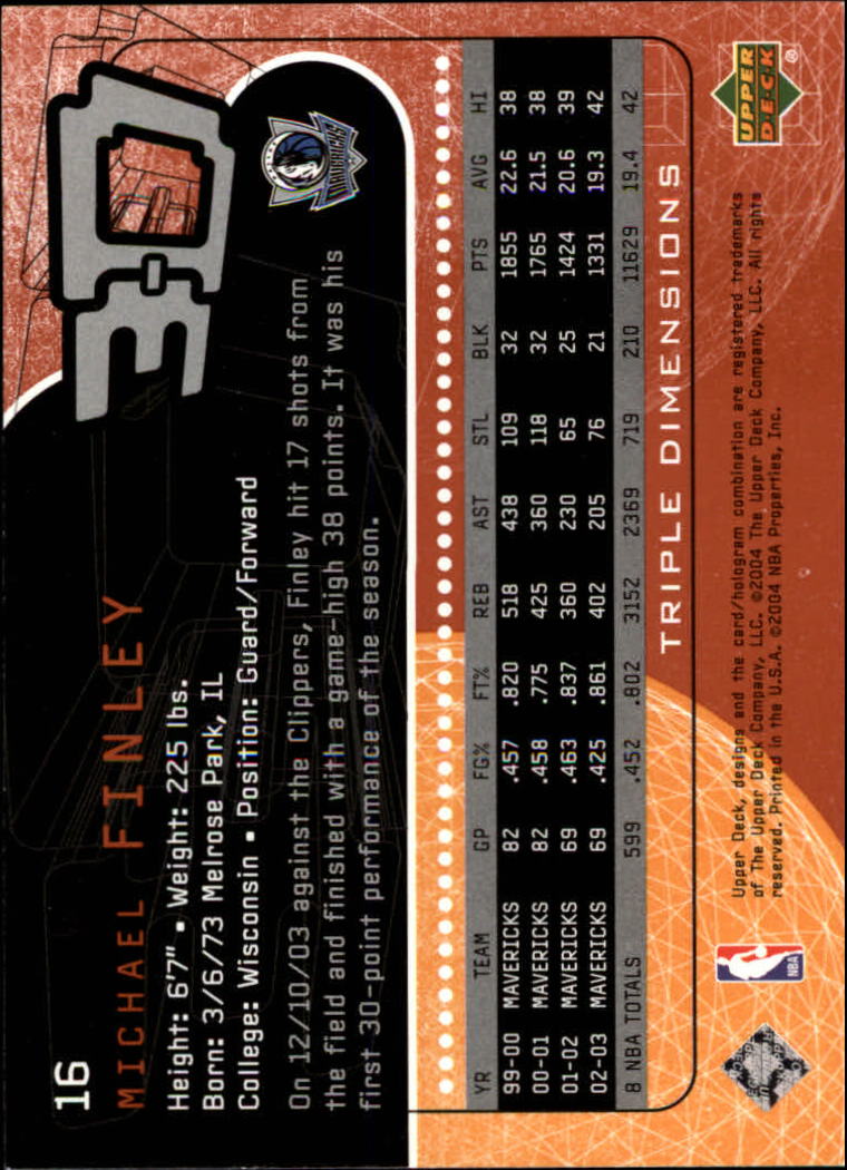 A7096- 2003-04 Upper Deck Triple Dimensions 1-90 You Pick- 15+ FREE US SHIP - Picture 31 of 160