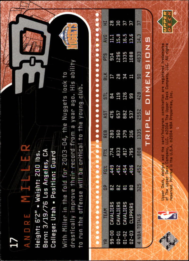 A7096- 2003-04 Upper Deck Triple Dimensions 1-90 You Pick- 15+ FREE US SHIP - Picture 33 of 160