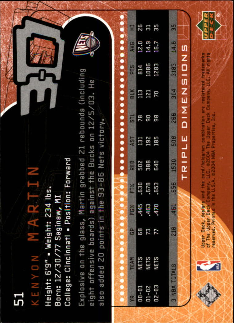 A7096- 2003-04 Upper Deck Triple Dimensions 1-90 You Pick- 15+ FREE US SHIP - Picture 97 of 160
