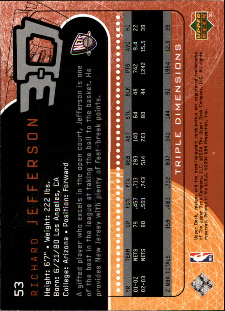 A7096- 2003-04 Upper Deck Triple Dimensions 1-90 You Pick- 15+ FREE US SHIP - Picture 101 of 160