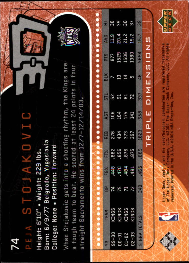 A7096- 2003-04 Upper Deck Triple Dimensions 1-90 You Pick- 15+ FREE US SHIP - Picture 139 of 160