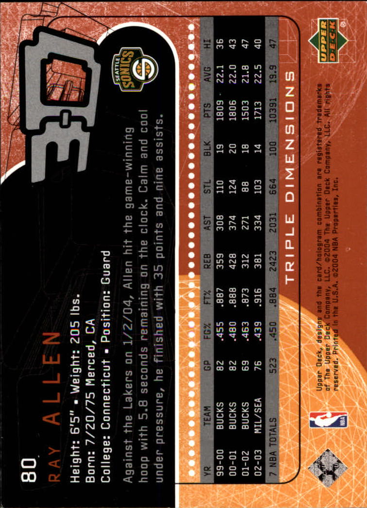 A7096- 2003-04 Upper Deck Triple Dimensions 1-90 You Pick- 15+ FREE US SHIP - Picture 145 of 160