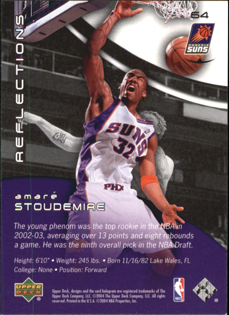 2003-04 Upper Deck Triple Dimensions Reflections #64 Amare Stoudemire back image