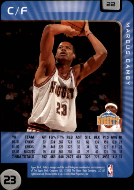 2003-04 Upper Deck Victory #22 Marcus Camby - NM-MT