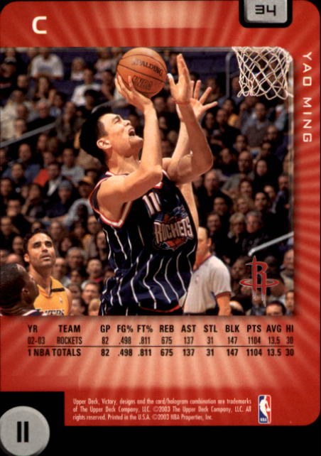 2003-04 Upper Deck Victory #34 Yao Ming back image
