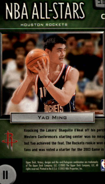 2003-04 Upper Deck Victory #137 Yao Ming AS back image