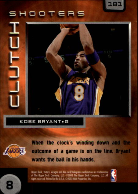 2003-04 Upper Deck Victory #181 Kobe Bryant CS back image