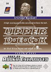 2003-04 Upper Deck Rookie Exclusives Variation #38 Stephon Marbury back image