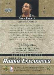 2003-04 Upper Deck Rookie Exclusives Jerseys #J32 Tony Parker back image