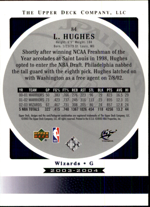 2003-04 Upper Deck Standing O #84 Larry Hughes back image