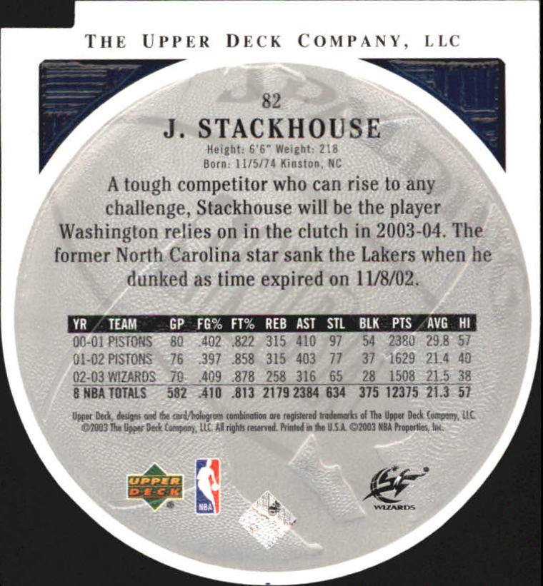2003-04 Upper Deck Standing O Die Cuts/Embossed #82 Jerry Stackhouse back image