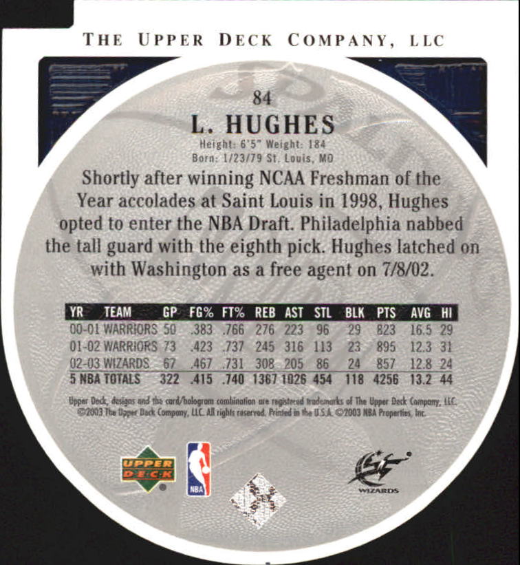 2003-04 Upper Deck Standing O Die Cuts/Embossed #84 Larry Hughes back image
