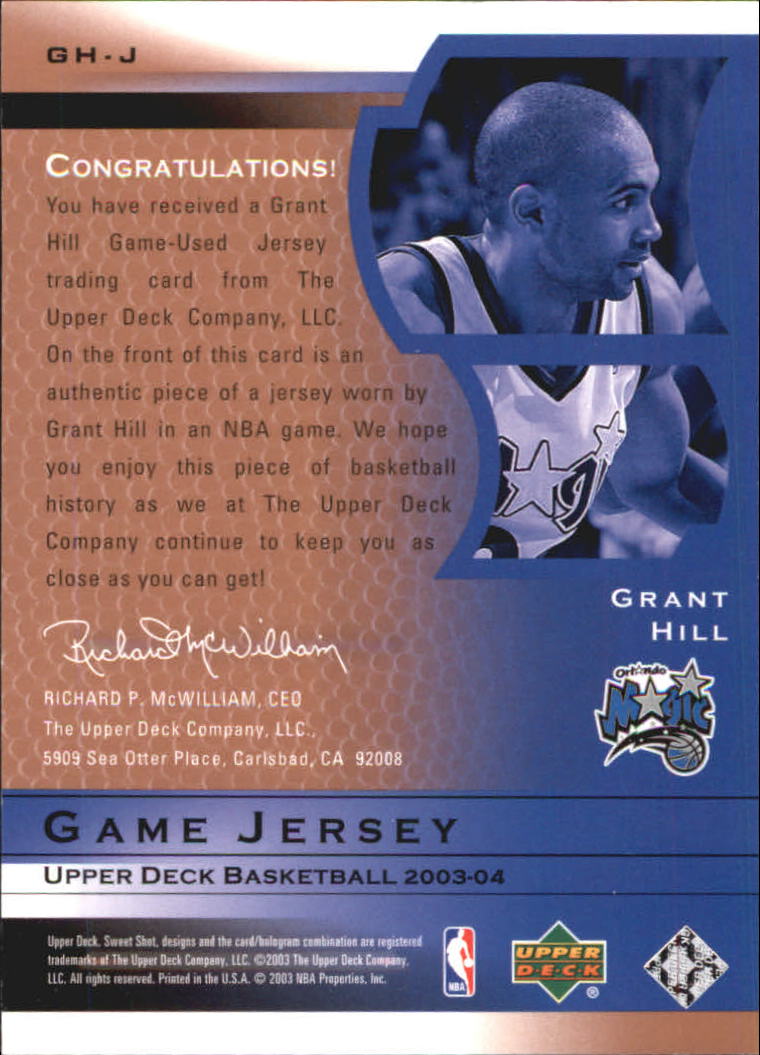 2003-04 Sweet Shot Jerseys #GHJ Grant Hill back image