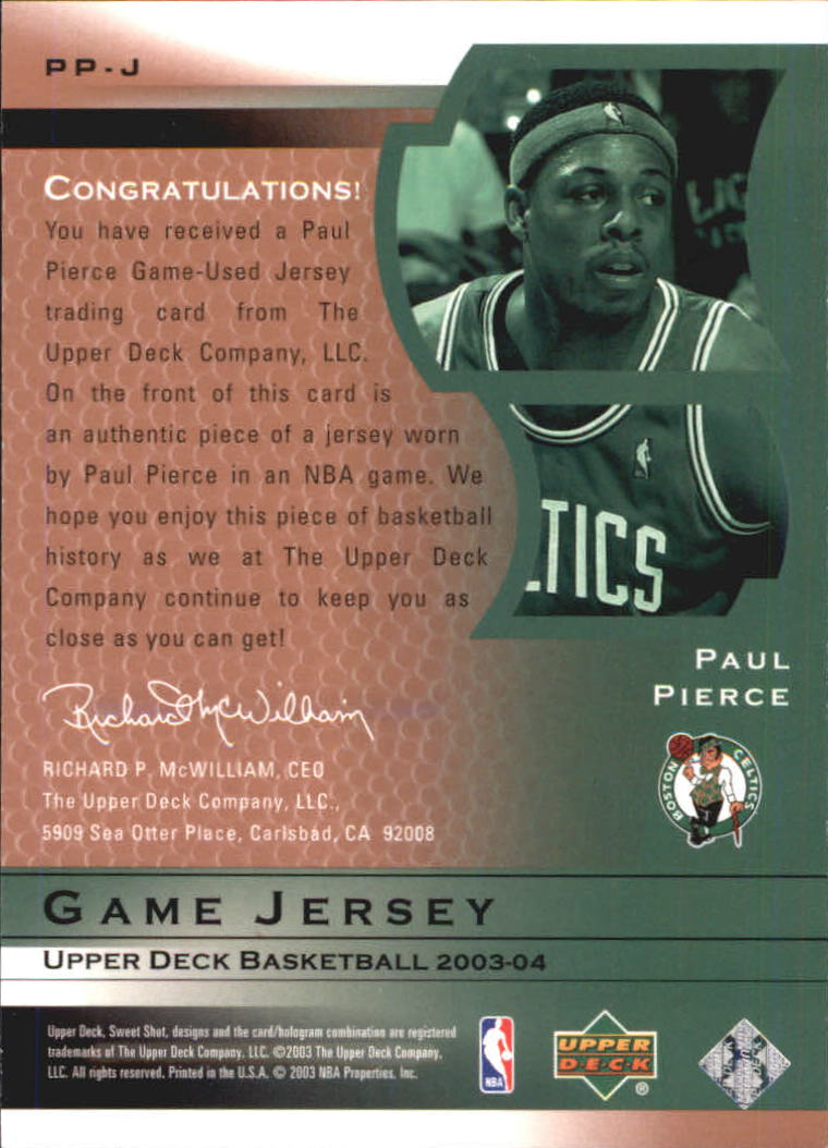 2003-04 Sweet Shot Jerseys #PPJ Paul Pierce back image