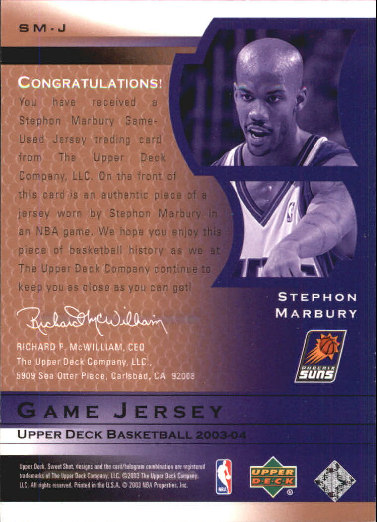 2003-04 Sweet Shot Jerseys #SMJ Stephon Marbury back image