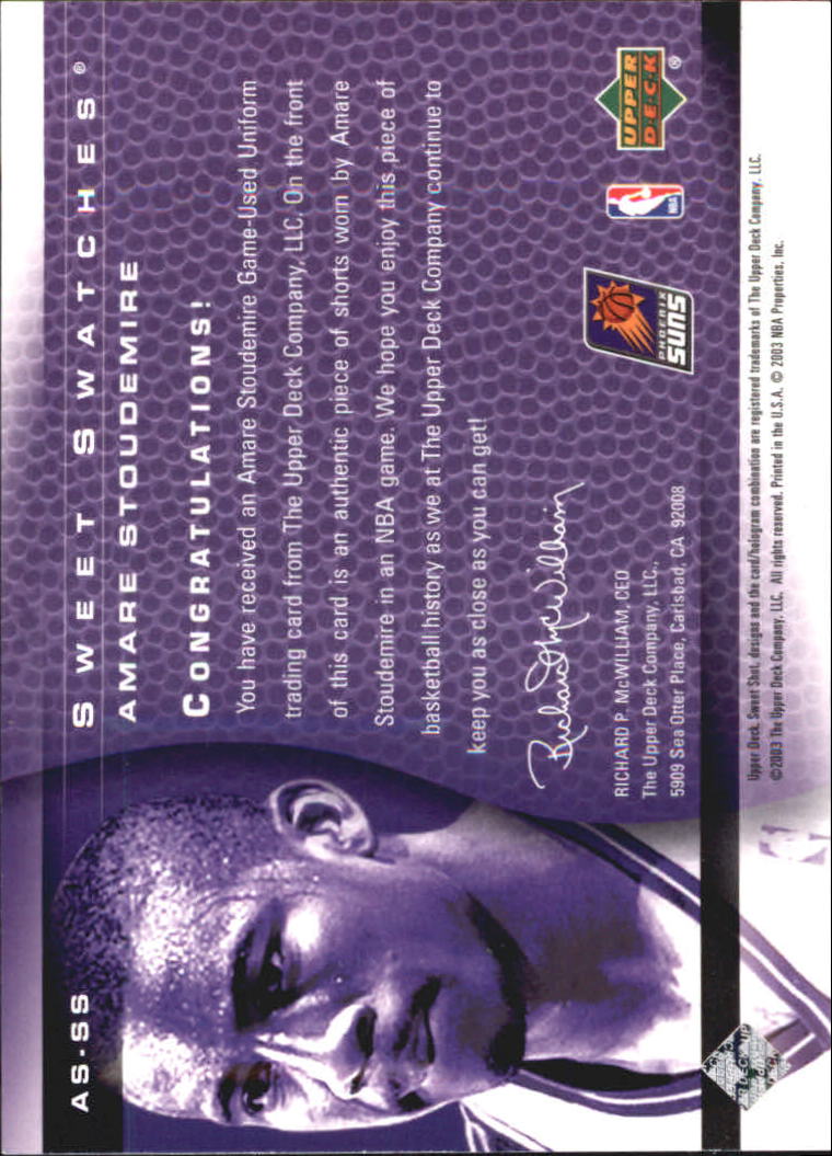 2003-04 Sweet Shot Sweet Swatches #ASSS Amare Stoudemire back image