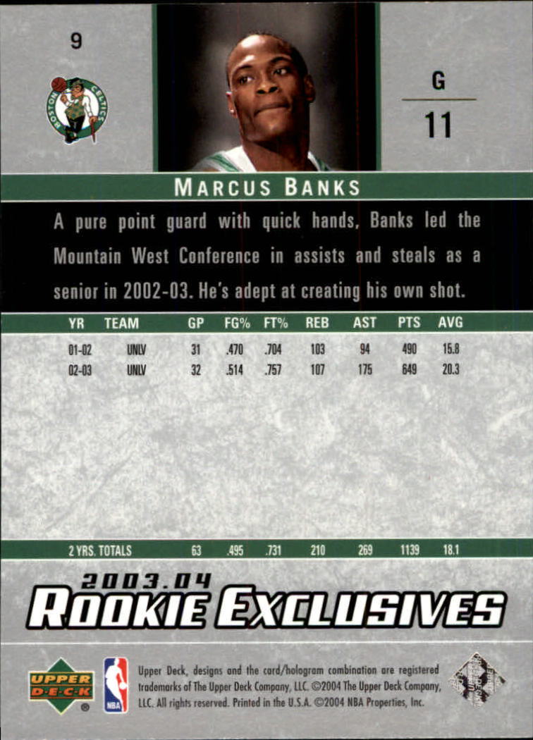 2003-04 Upper Deck Rookie Exclusives #9 Marcus Banks RC back image