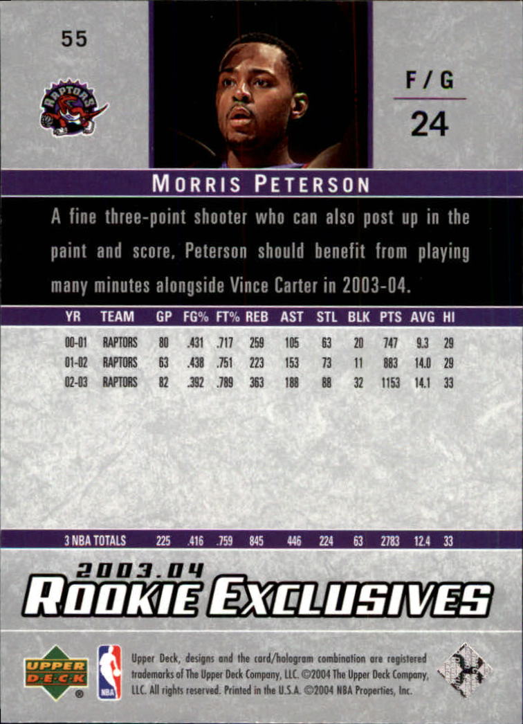 2003-04 Upper Deck Rookie Exclusives #55 Morris Peterson back image