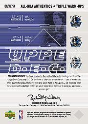 2003-04 Upper Deck Honor Roll Triple Warm Ups #4 Dirk Nowitzki/Michael Finley/Steve Nash back image