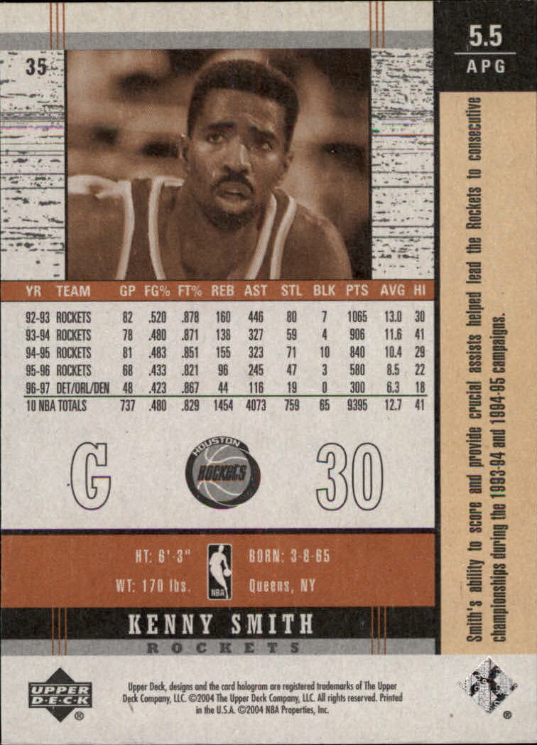 2003-04 Upper Deck Legends Throwback #35 Kenny Smith back image