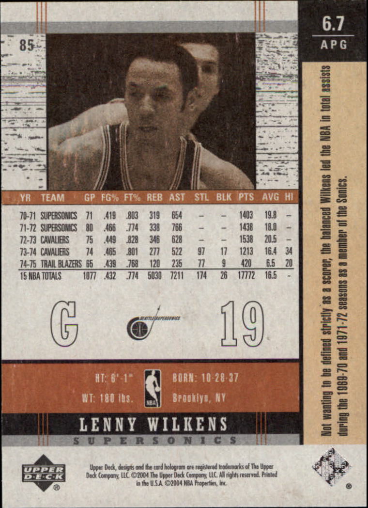 2003-04 Upper Deck Legends Throwback #85 Lenny Wilkens back image