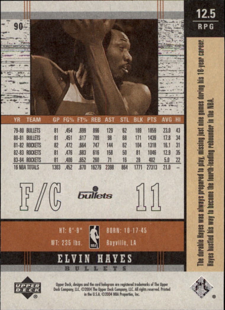 2003-04 Upper Deck Legends Throwback #90 Elvin Hayes back image