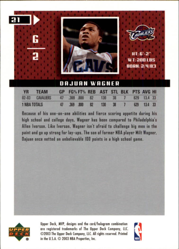 2003-04 Upper Deck MVP #21 Dajuan Wagner back image