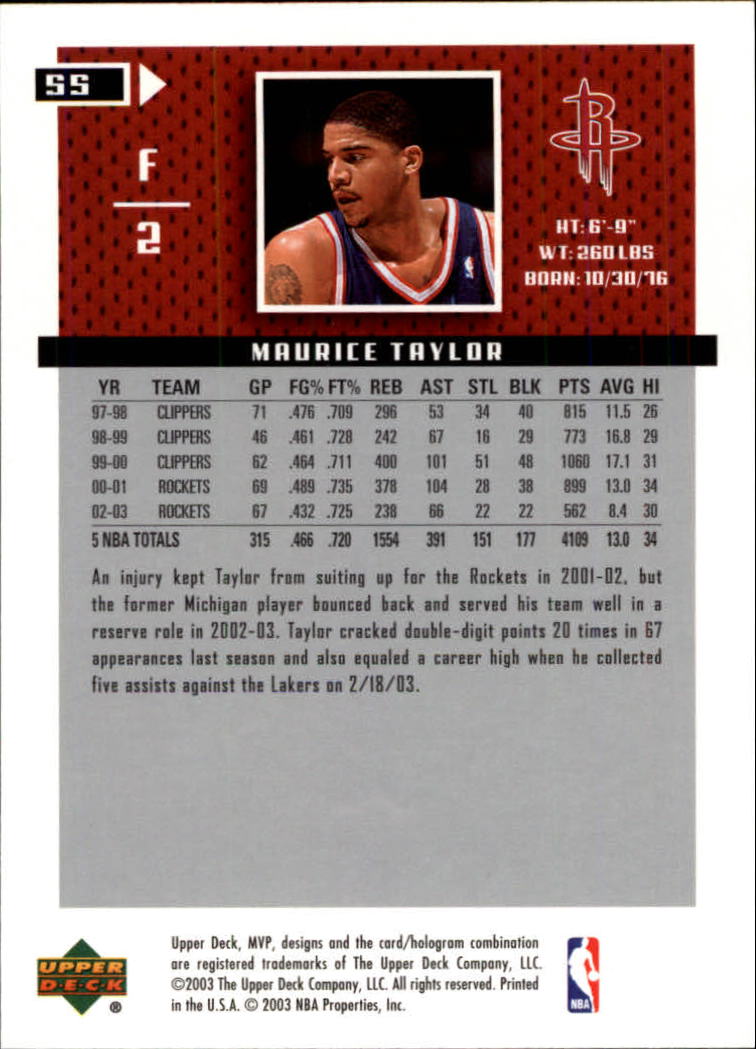 2003-04 Upper Deck MVP #55 Maurice Taylor back image