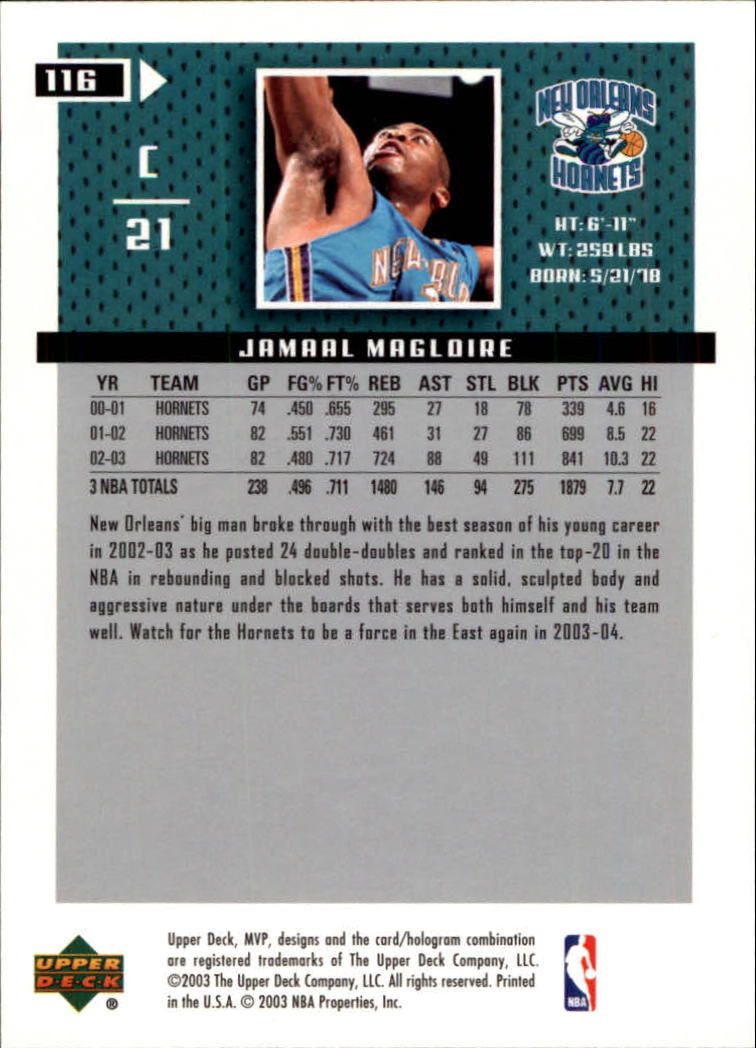2003-04 Upper Deck MVP #116 Jamaal Magloire back image