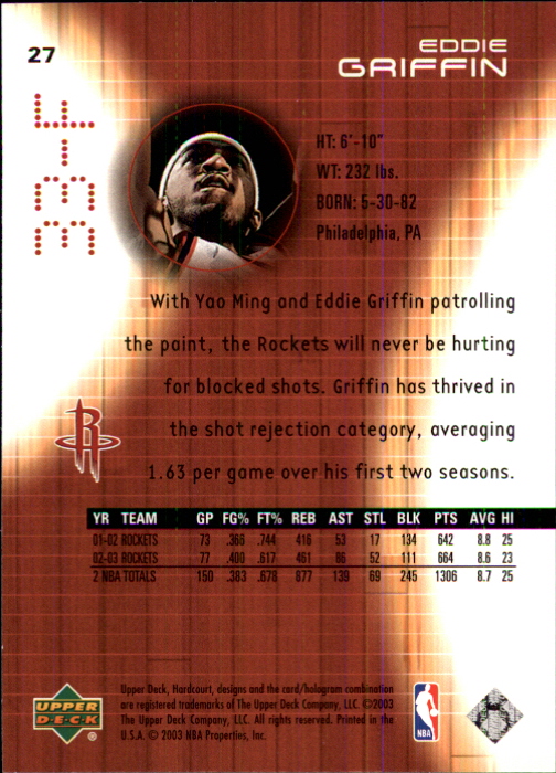 2003-04 Upper Deck Hardcourt #27 Eddie Griffin back image