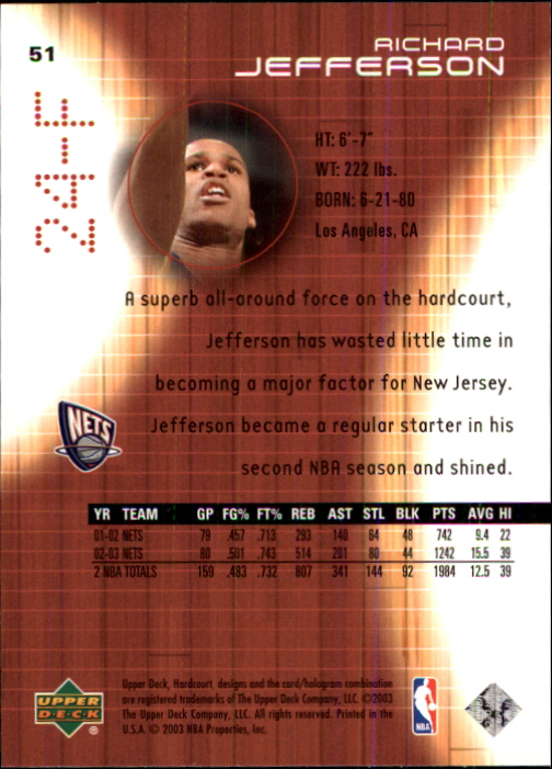 2003-04 Upper Deck Hardcourt #51 Richard Jefferson back image