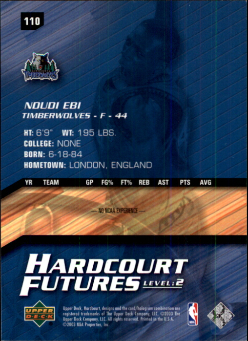 2003-04 Upper Deck Hardcourt #110 Ndudi Ebi RC back image