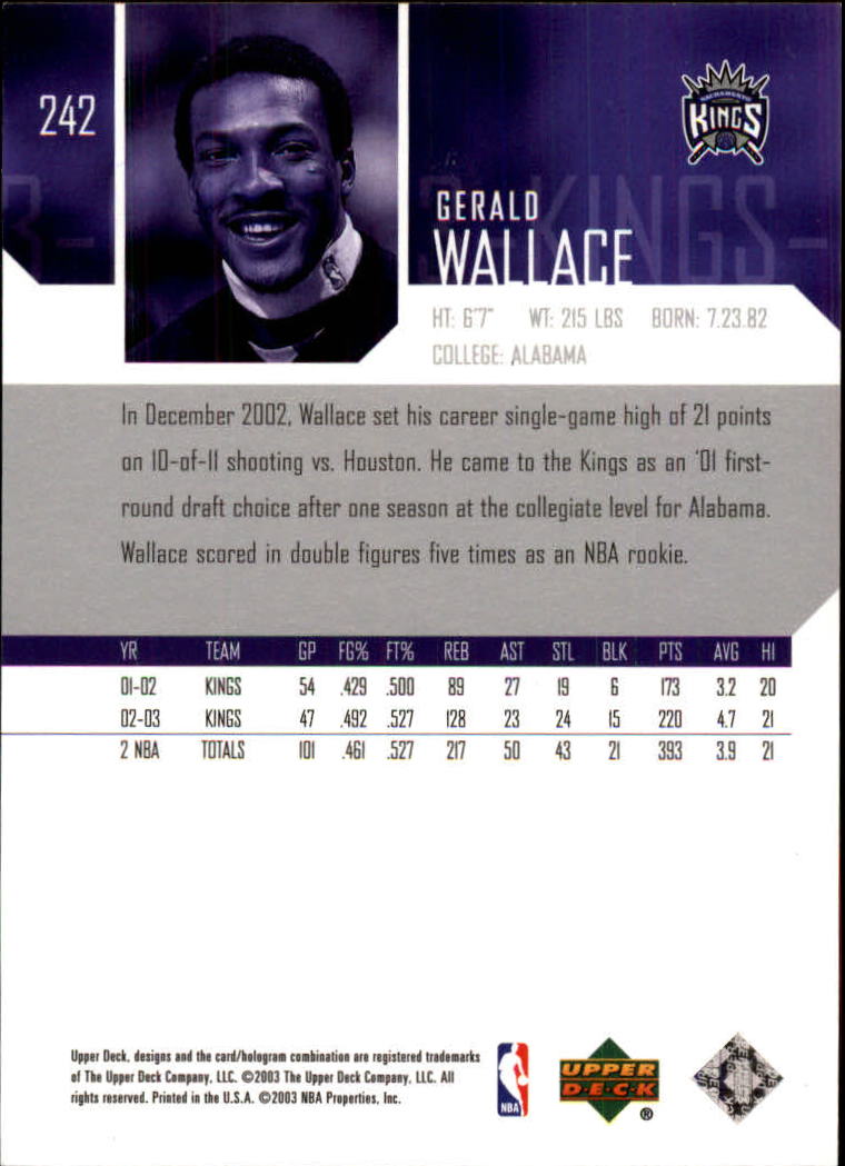 2003-04 Upper Deck #242 Gerald Wallace back image