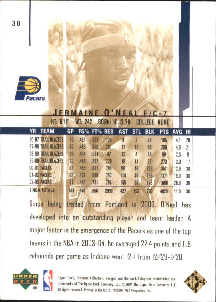 2003-04 Ultimate Collection Limited #38 Jermaine O'Neal back image