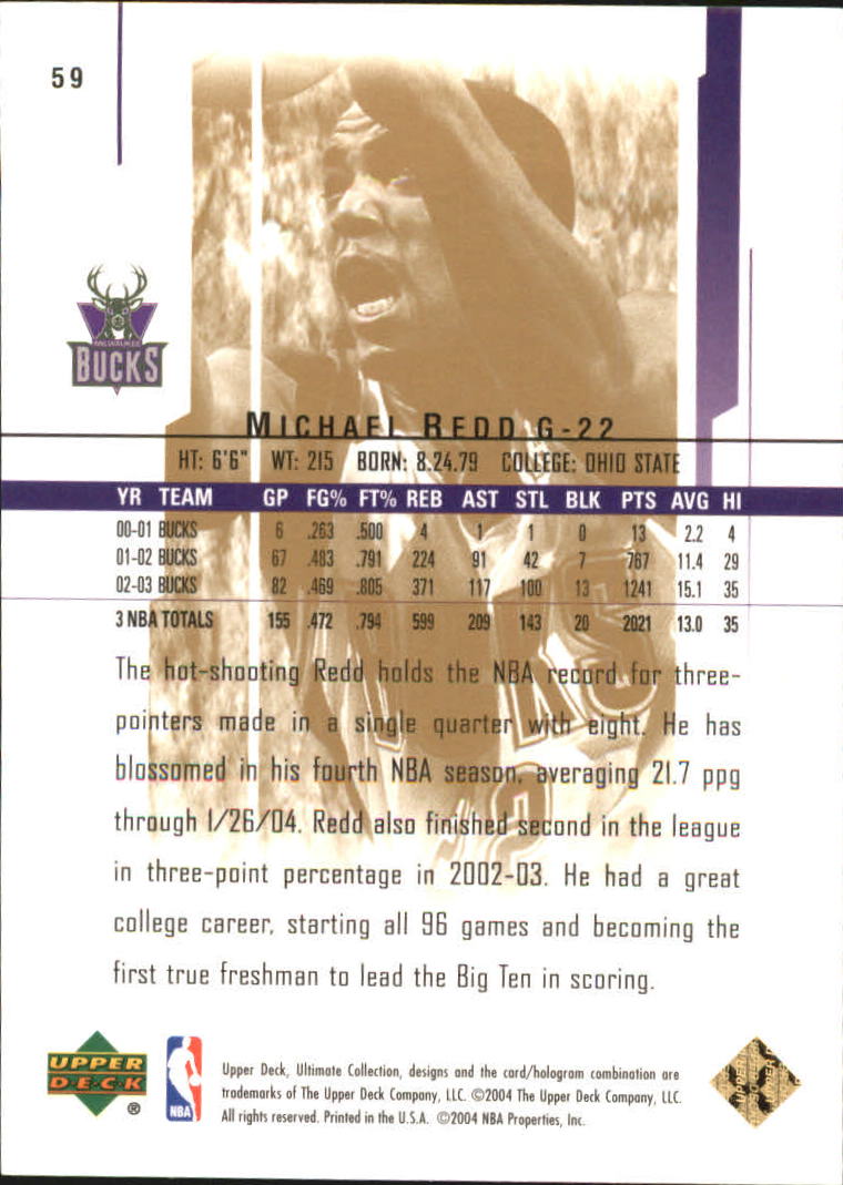 2003-04 Ultimate Collection Limited #59 Michael Redd back image