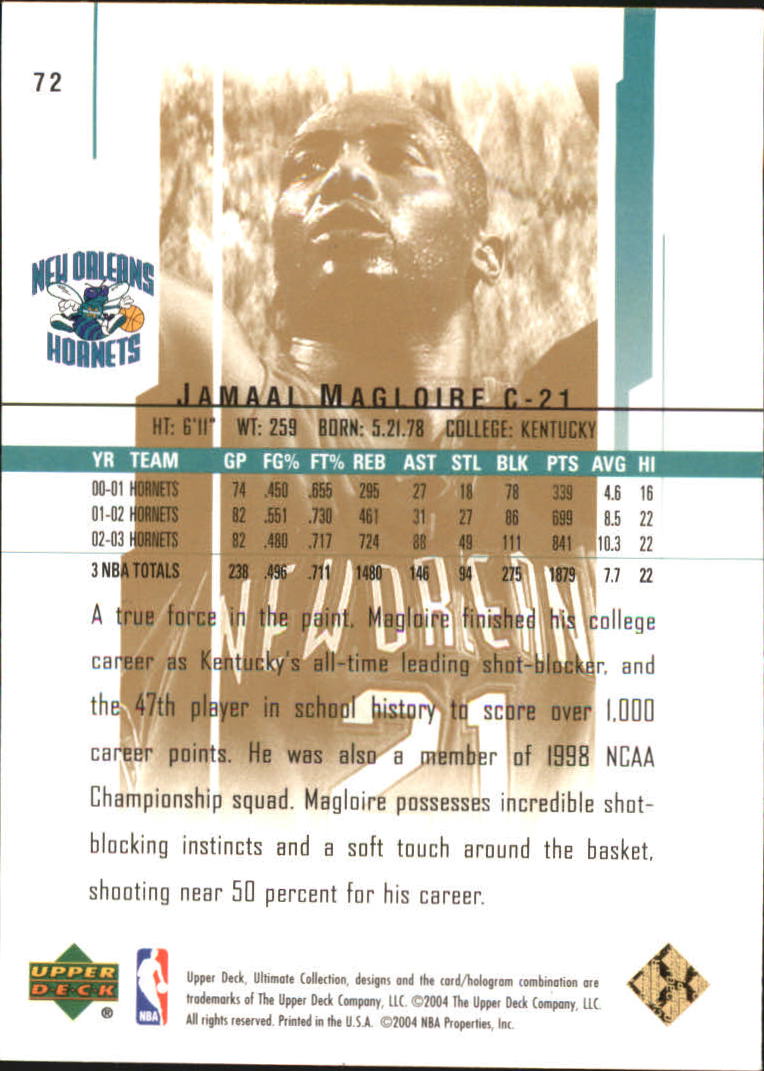 2003-04 Ultimate Collection Limited #72 Jamaal Magloire back image
