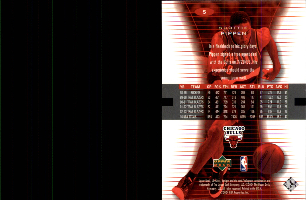2003-04 UD Glass #5 Scottie Pippen back image