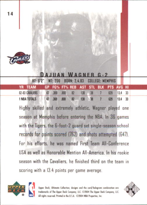 2003-04 Ultimate Collection #14 Dajuan Wagner back image