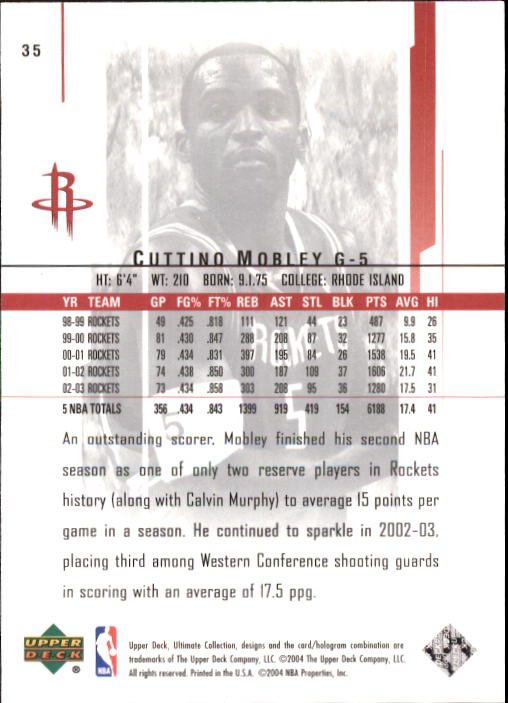 2003-04 Ultimate Collection #35 Cuttino Mobley back image