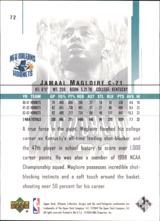 2003-04 Ultimate Collection #72 Jamaal Magloire back image