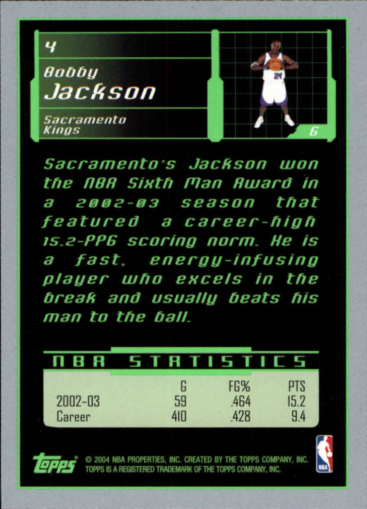 2003-04 Topps Rookie Matrix #4 Bobby Jackson back image