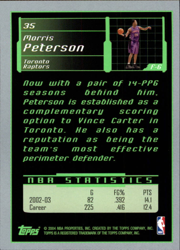 2003-04 Topps Rookie Matrix #35 Morris Peterson back image