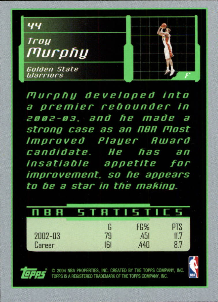 2003-04 Topps Rookie Matrix #44 Troy Murphy back image