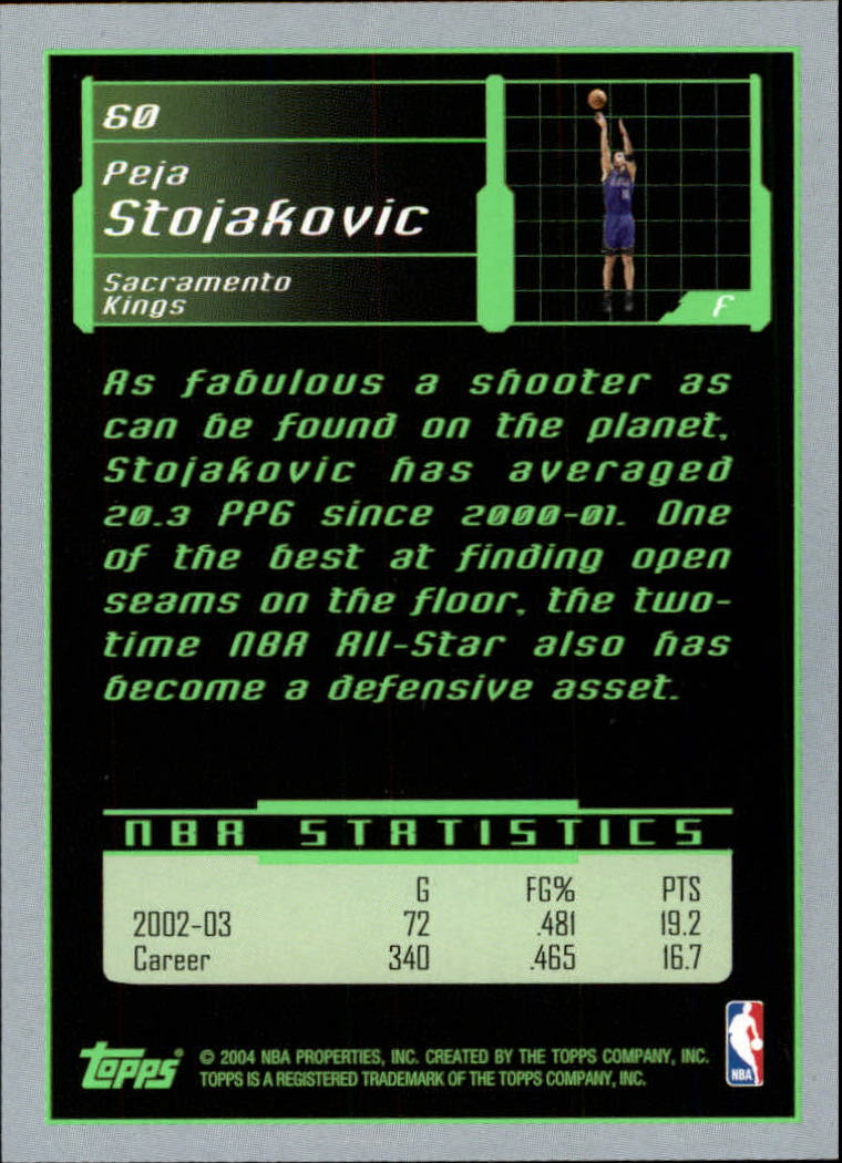 2003-04 Topps Rookie Matrix #60 Peja Stojakovic back image