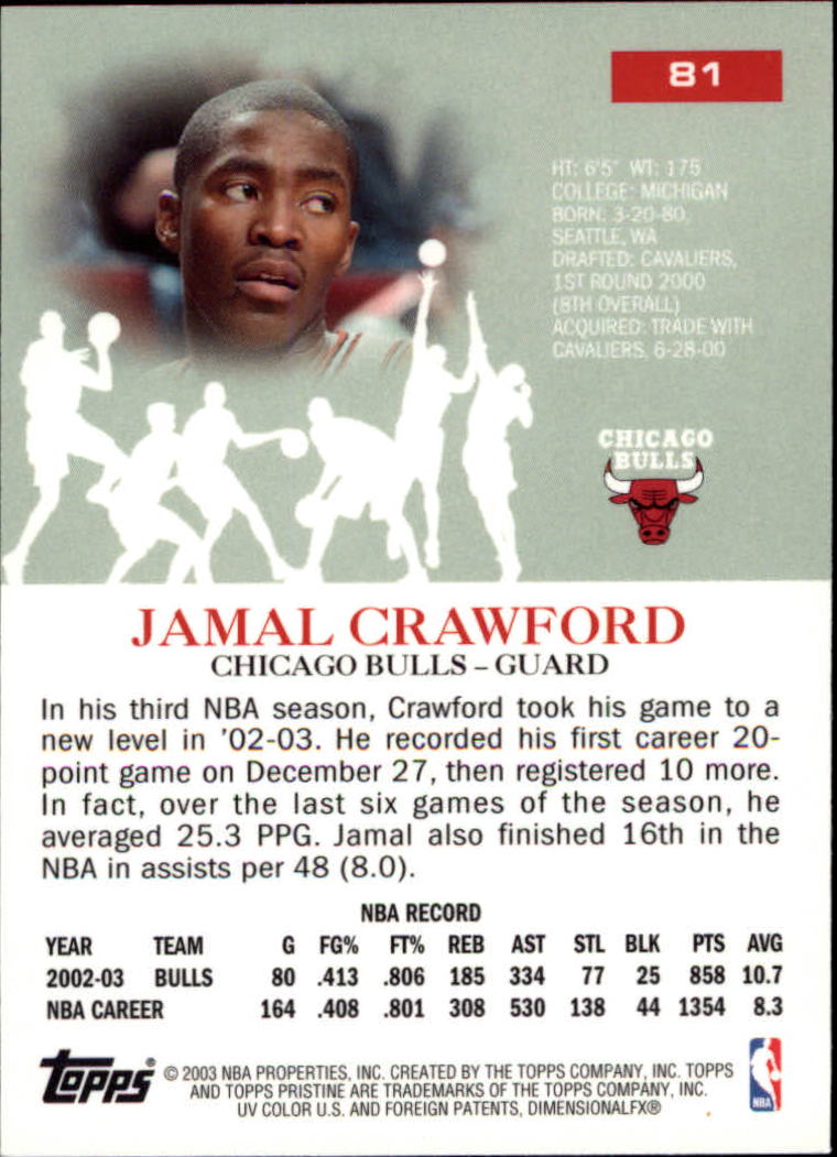 2003-04 Topps Pristine #81 Jamal Crawford back image