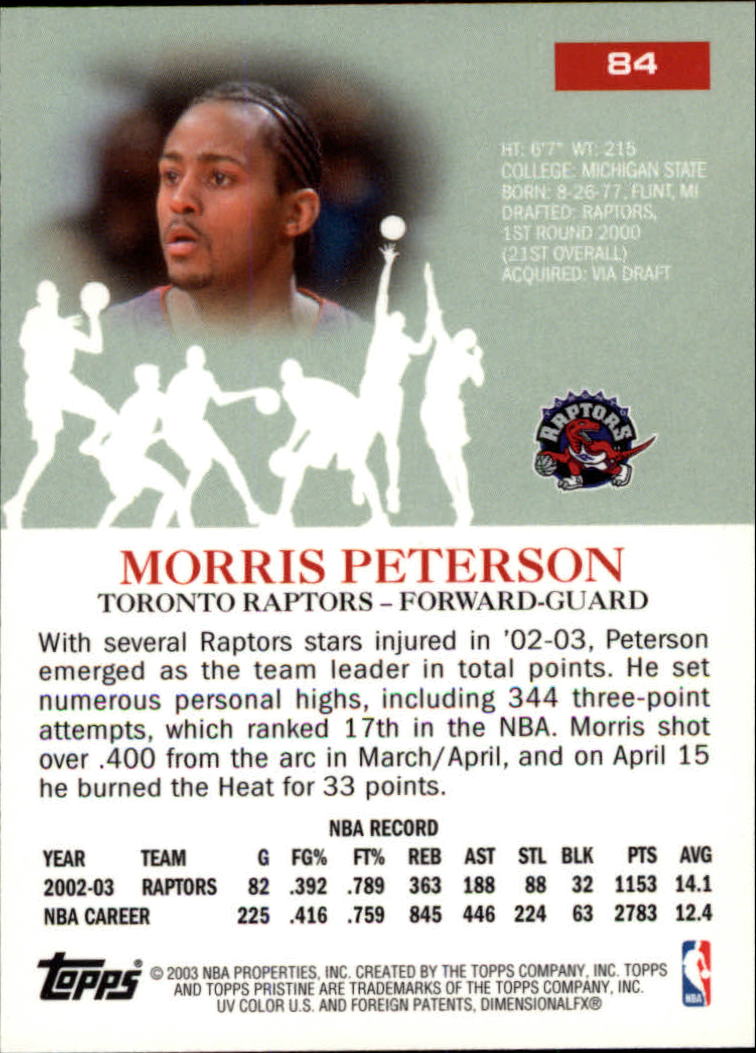 2003-04 Topps Pristine #84 Morris Peterson back image