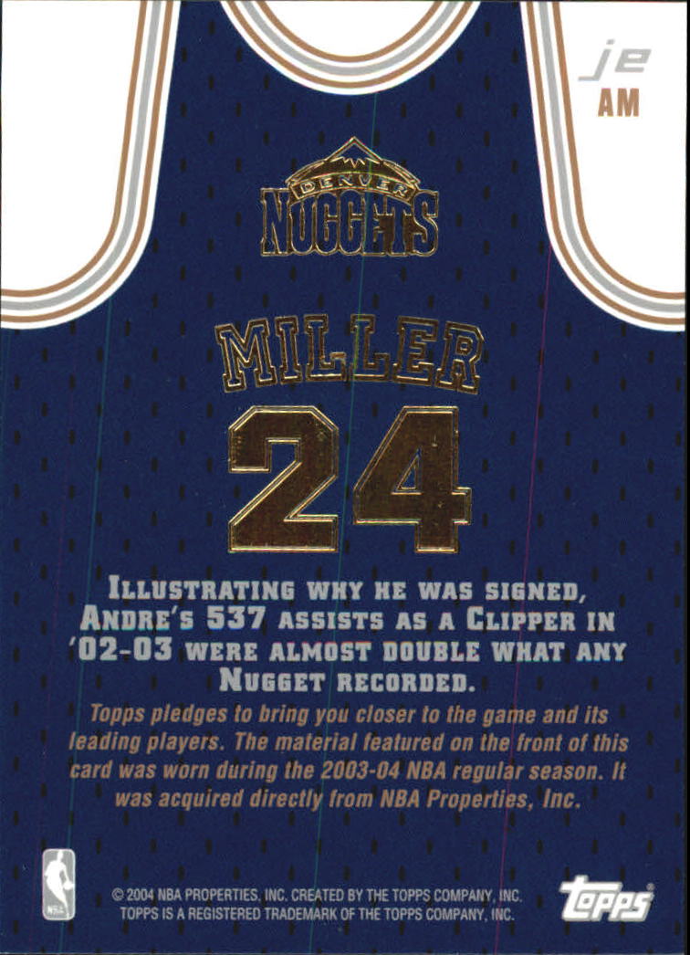 2003-04 Topps Jersey Edition #AM Andre Miller back image