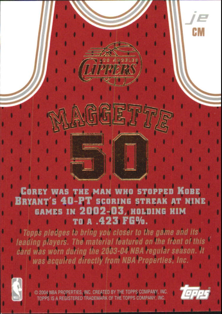 2003-04 Topps Jersey Edition #CM Corey Maggette back image